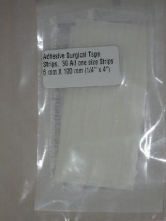 30 Adhesive Surgical Tape Strips 6cm x 10cm (1/4" x 4") 30 Adhesive Surgical Tape Strips 6cm x 10cm (1/4" x 4")